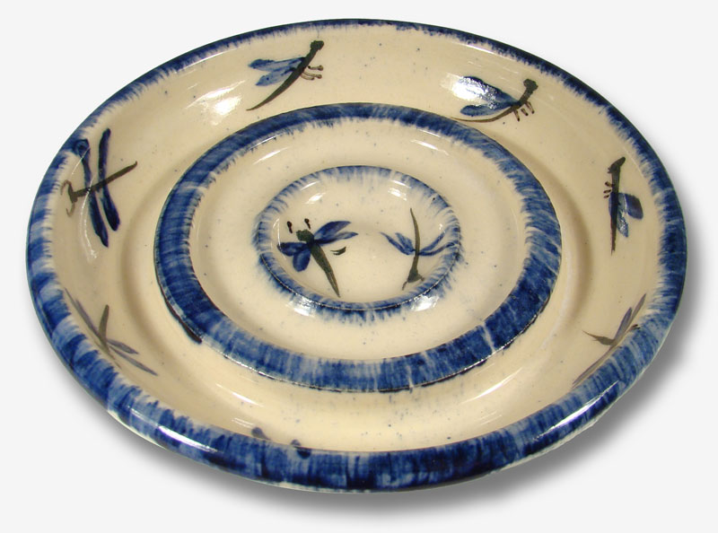 Tall Pines Studio Dragonfly Stoneware Soap Dish showing drainage rings