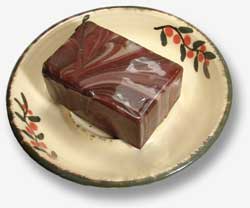 Rum Raisin Soap on Stoneware Soap Dish